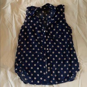 Blue polka dot blouse size small